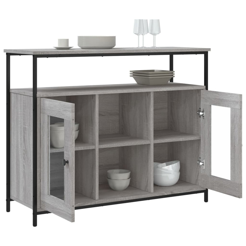 vidaXL szürke sonoma színű szerelt fa tálalószekrény 100 x 35 x 80 cm
