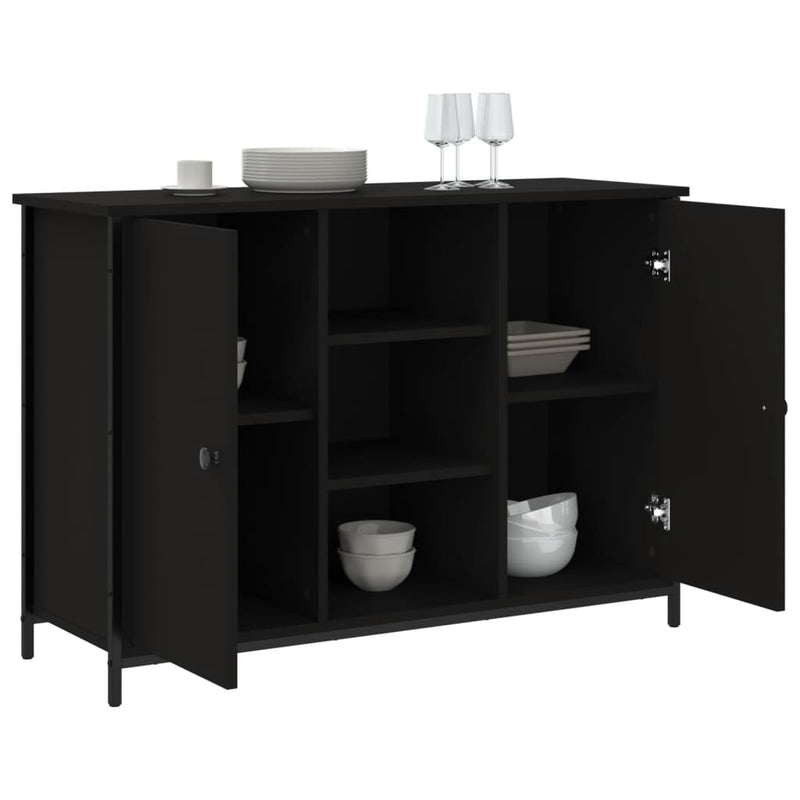 vidaXL fekete szerelt fa tálalószekrény 100 x 35 x 70 cm