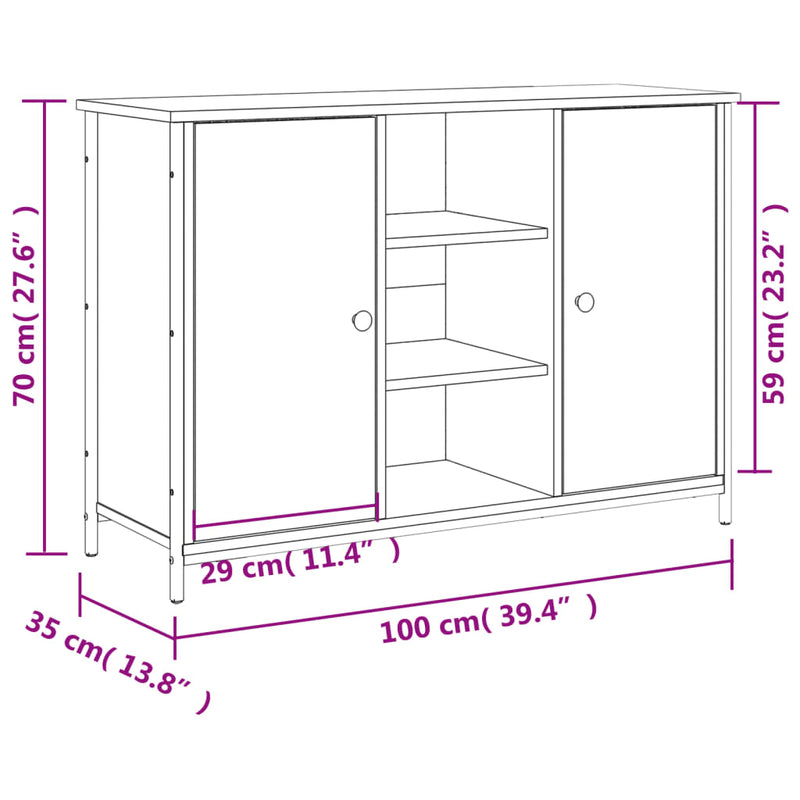 vidaXL fekete szerelt fa tálalószekrény 100 x 35 x 70 cm