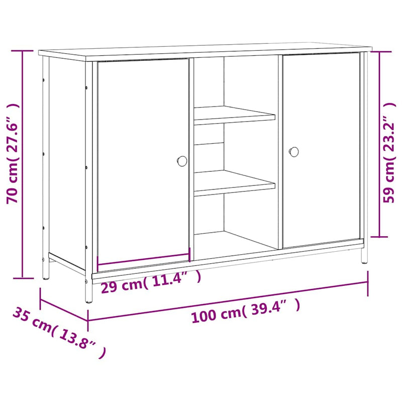 vidaXL füstös tölgy színű szerelt fa tálalószekrény 100 x 35 x 70 cm