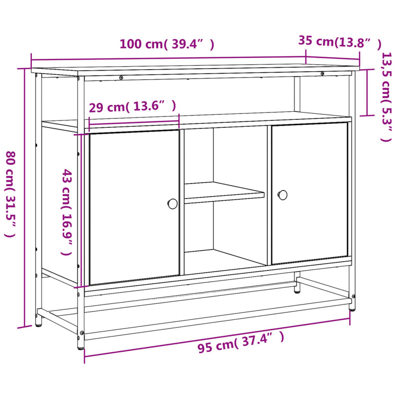 vidaXL fekete szerelt fa tálalószekrény 100 x 35 x 80 cm