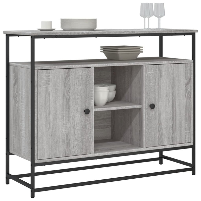 vidaXL szürke sonoma színű szerelt fa tálalószekrény 100 x 35 x 80 cm