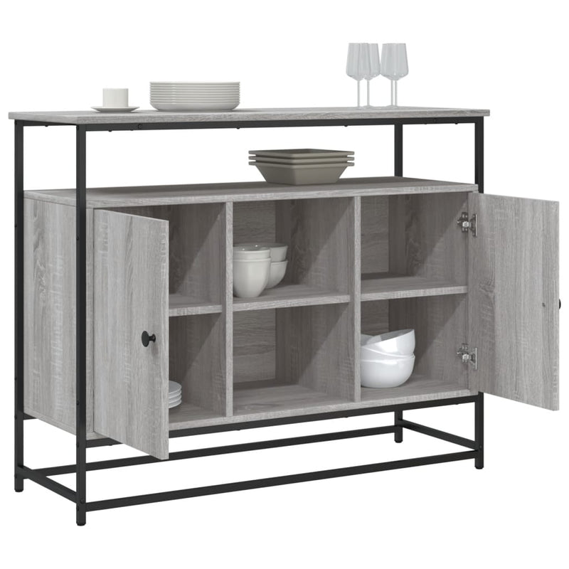 vidaXL szürke sonoma színű szerelt fa tálalószekrény 100 x 35 x 80 cm
