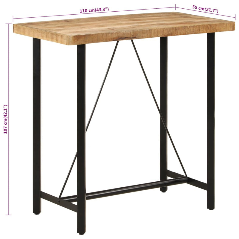 vidaXL tömör mangófa és vas bárasztal 110 x 55 x 107 cm