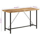 vidaXL tömör mangófa és vas bárasztal 180 x 70 x 107 cm
