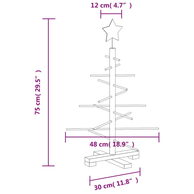 vidaXL tömör fenyő karácsonyfa dekorációnak 75 cm