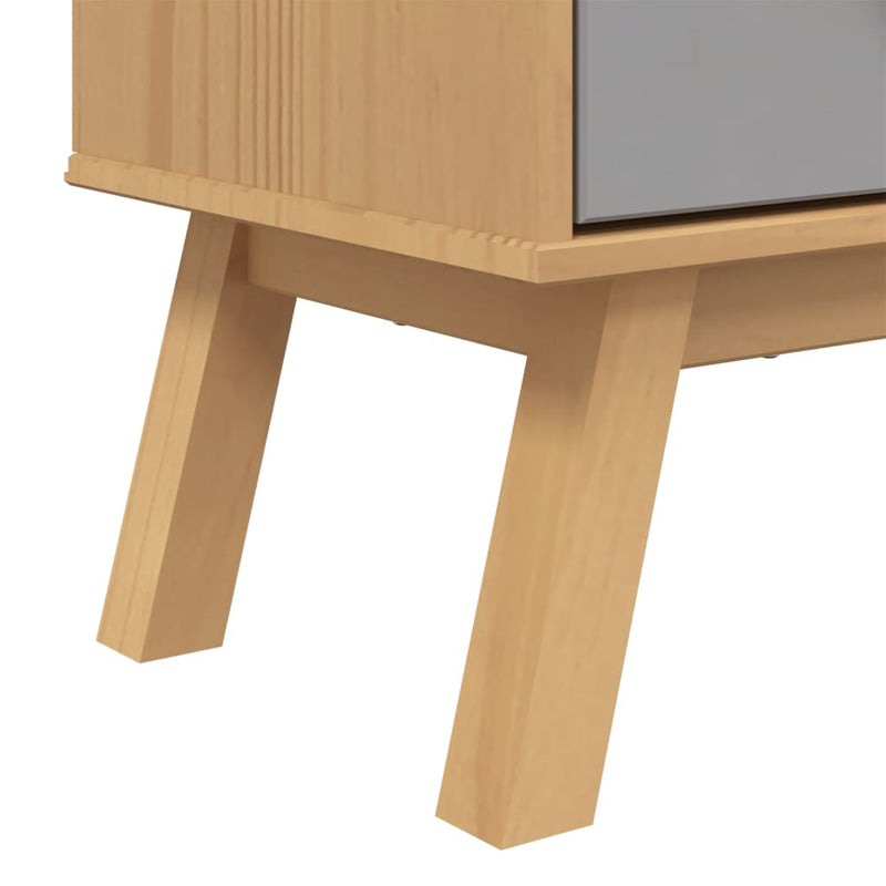 vidaXL OLDEN 4 szintes szürke és barna tömör fenyőfa könyvszekrény