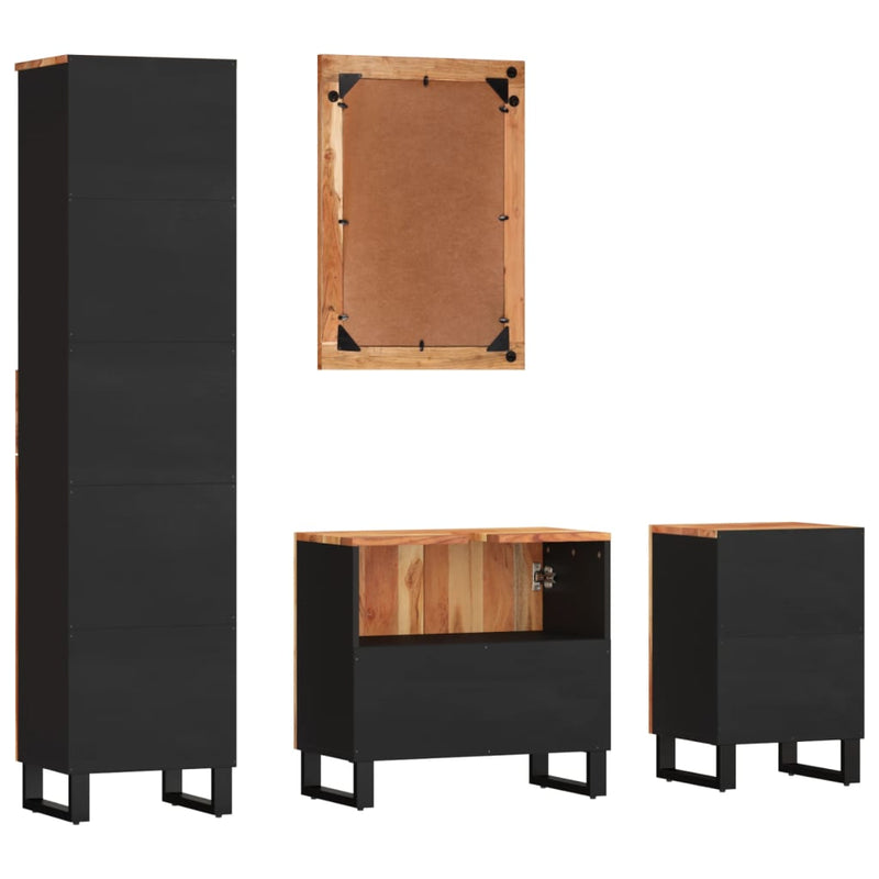 vidaXL 4 részes tömör akácfa fürdőszobai bútorszett