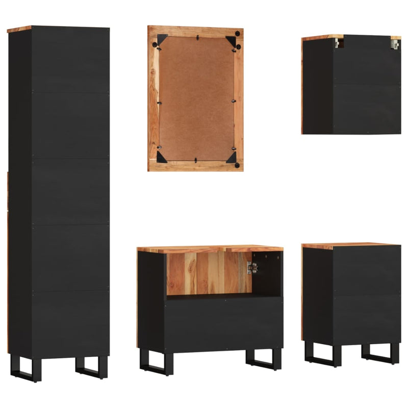 vidaXL 5 részes tömör akácfa fürdőszobai bútorgarnitúra