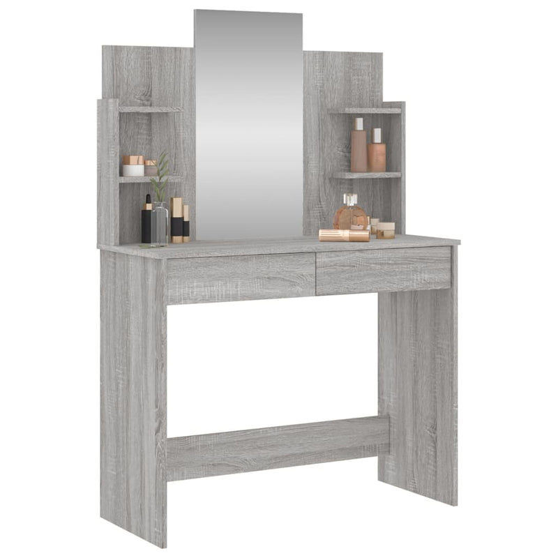 vidaXL szürke sonoma színű fésülködőasztal tükörrel 96x39x142 cm