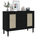 vidaXL SENJA fekete rattan hatású tálalószekrény 112 x 40 x 80 cm