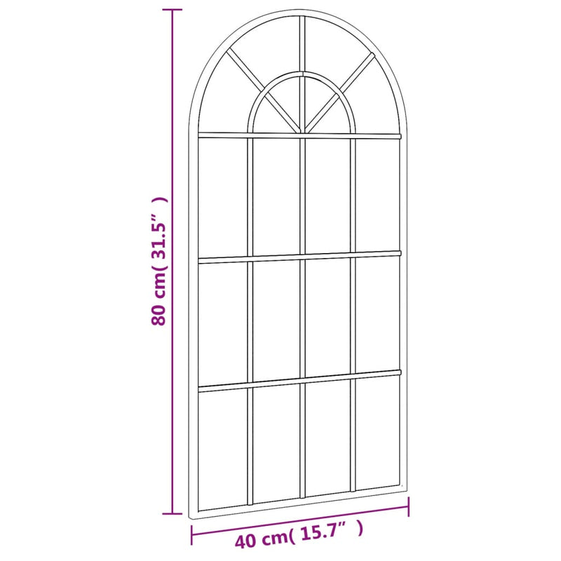 vidaXL fekete ívelt vas fali tükör 40 x 80 cm