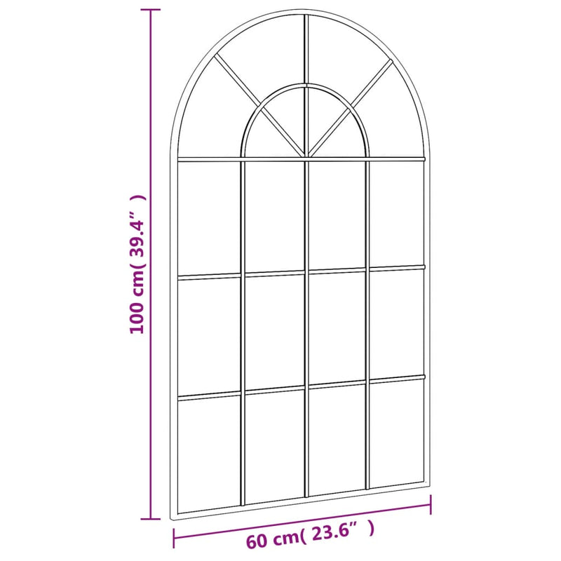 vidaXL fekete ívelt vas fali tükör 60 x 100 cm