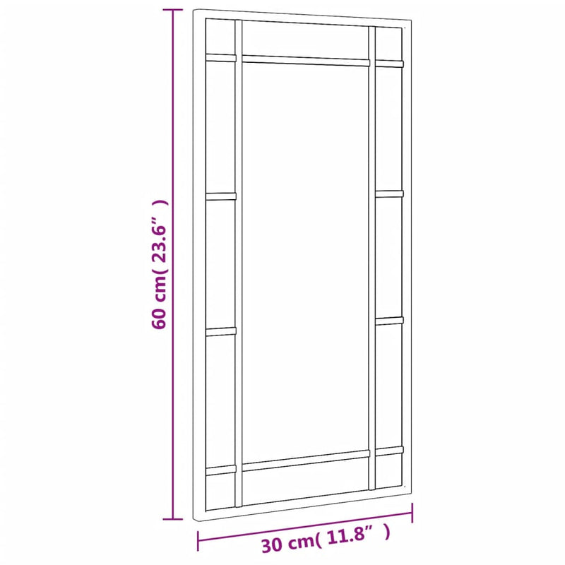 vidaXL fekete téglalap alakú vas fali tükör 30 x 60 cm