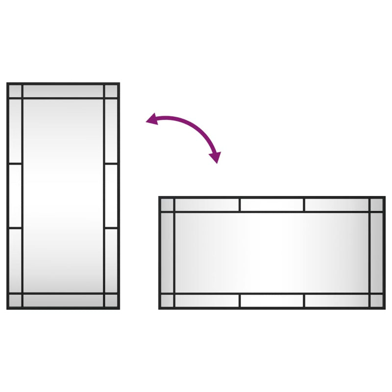 vidaXL fekete téglalap alakú vas fali tükör 40 x 80 cm