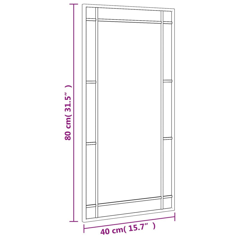 vidaXL fekete téglalap alakú vas fali tükör 40 x 80 cm