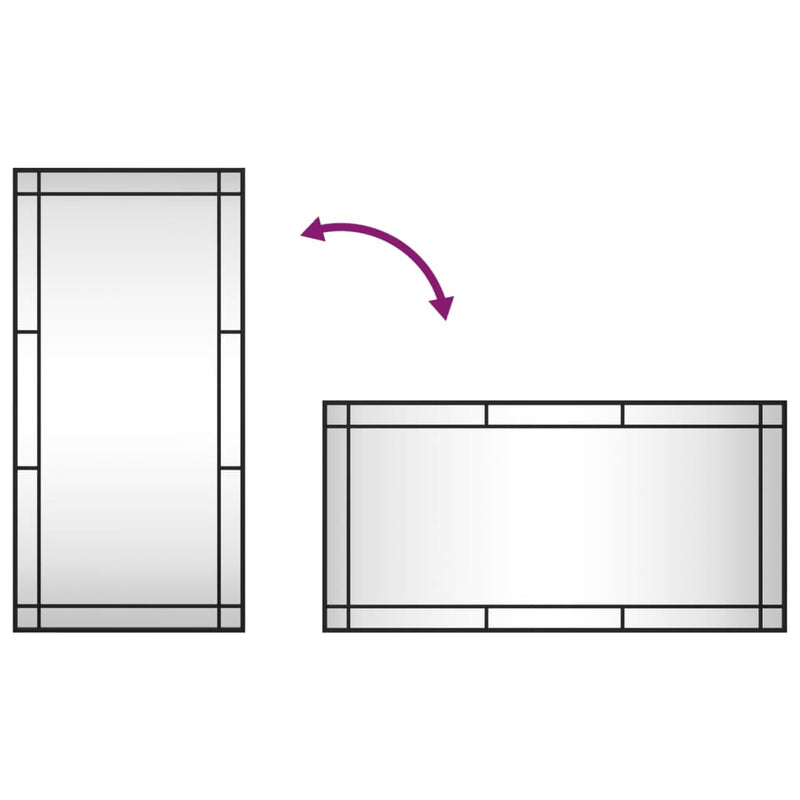 vidaXL fekete téglalap alakú vas fali tükör 50 x 100 cm