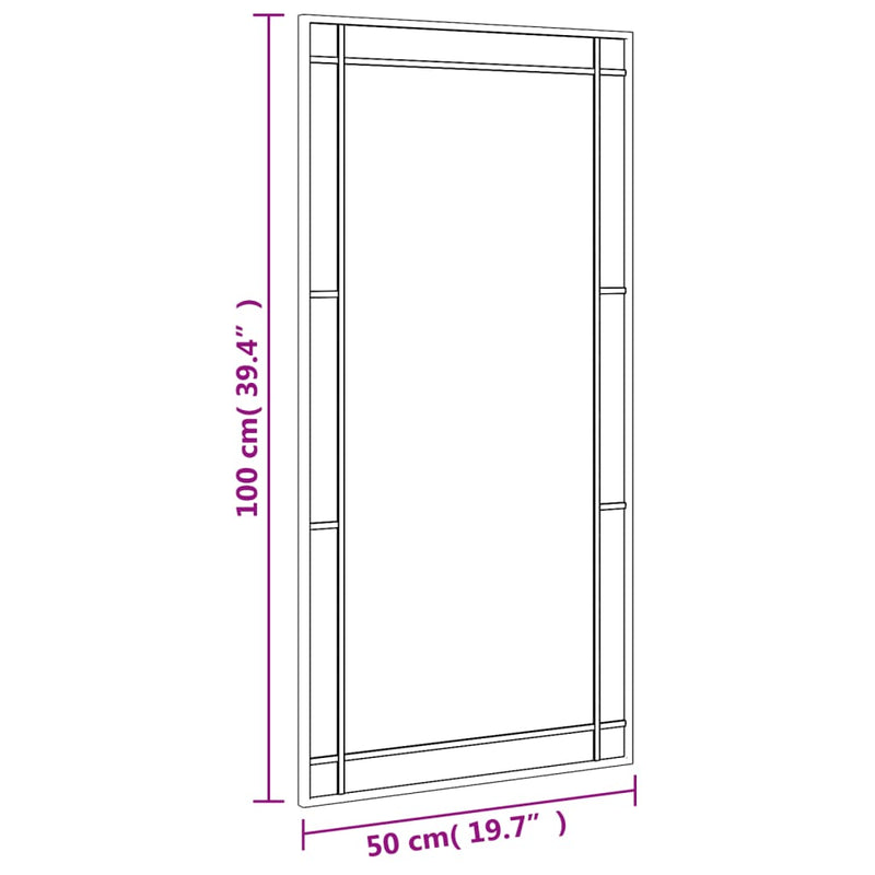 vidaXL fekete téglalap alakú vas fali tükör 50 x 100 cm