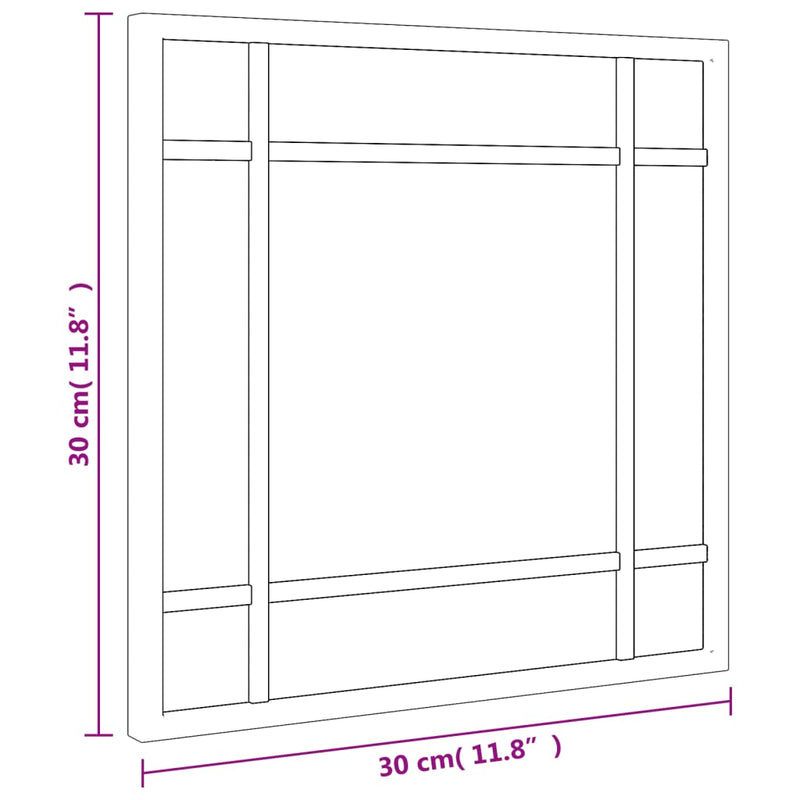 vidaXL fekete négyzet alakú vas fali tükör 30 x 30 cm