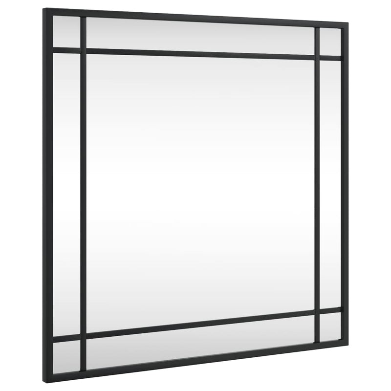 vidaXL fekete négyzet alakú vas fali tükör 50 x 50 cm