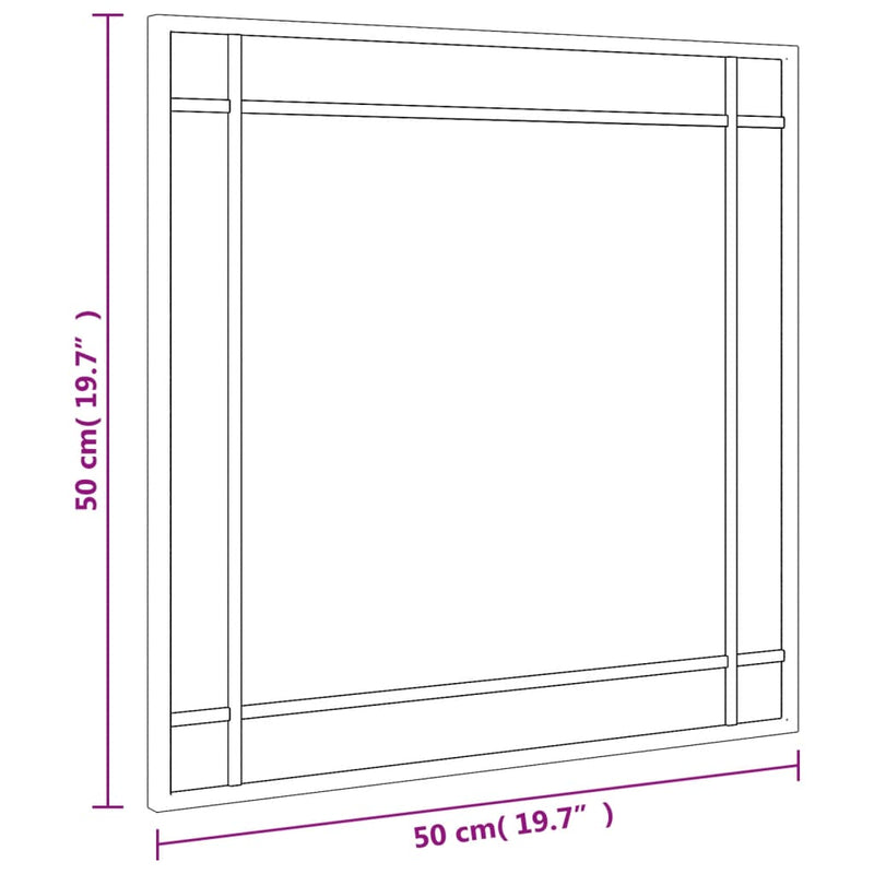 vidaXL fekete négyzet alakú vas fali tükör 50 x 50 cm