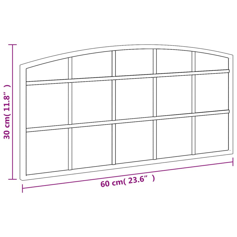 vidaXL fekete ívelt vas fali tükör 60 x 30 cm