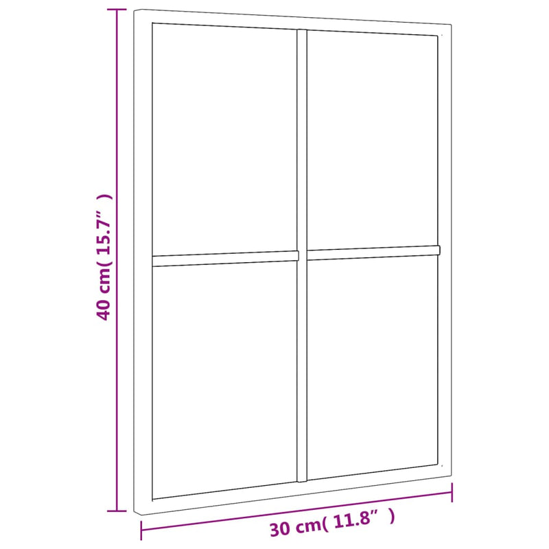 vidaXL fekete téglalap alakú vas fali tükör 30 x 40 cm