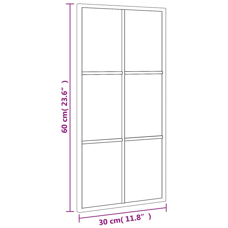 vidaXL fekete téglalap alakú vas fali tükör 30 x 60 cm