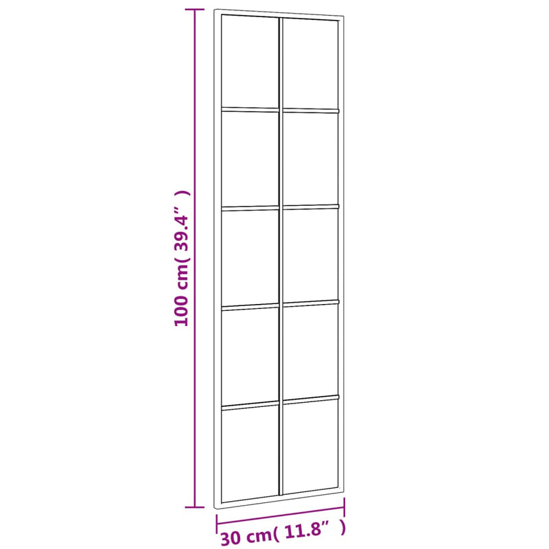 vidaXL fekete téglalap alakú vas fali tükör 30 x 100 cm
