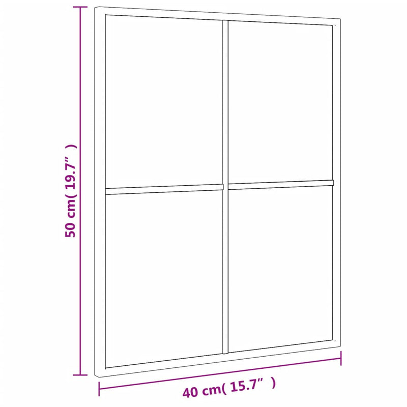 vidaXL fekete téglalap alakú vas fali tükör 40 x 50 cm
