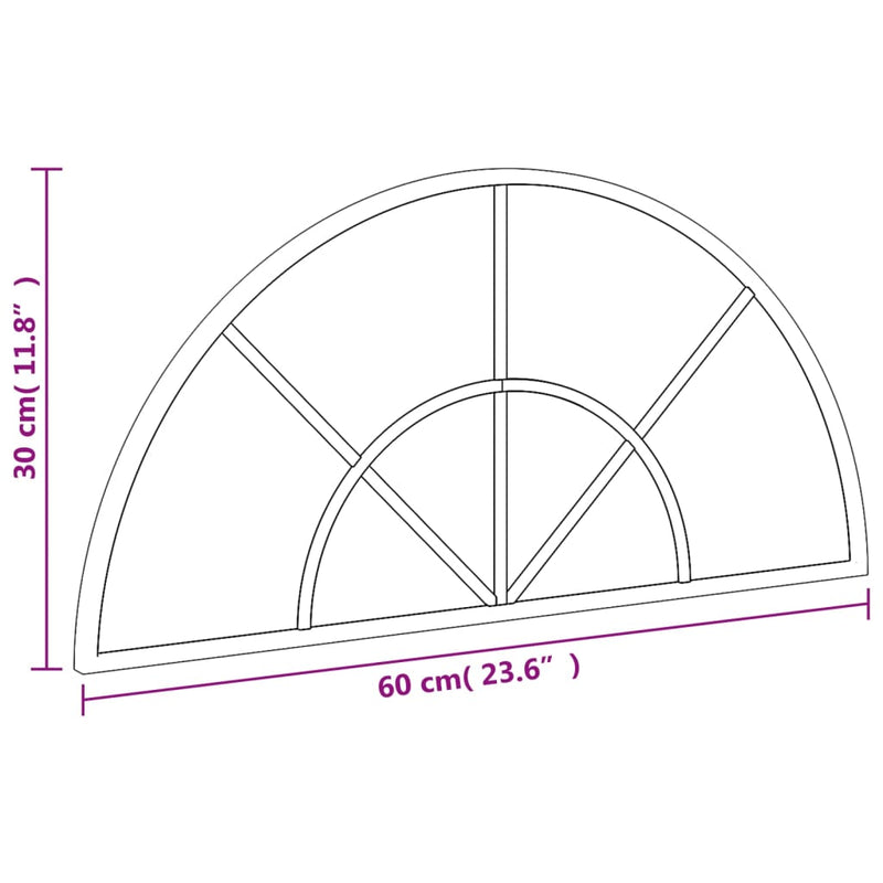 vidaXL fekete ívelt vas fali tükör 60 x 30 cm