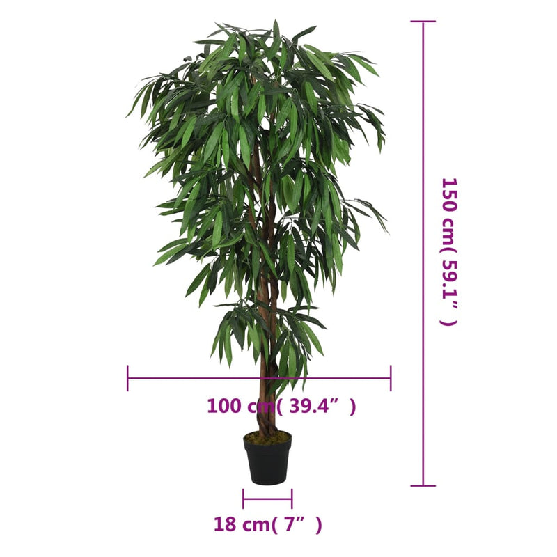 vidaXL zöld mű mangófa 600 levéllel 150 cm