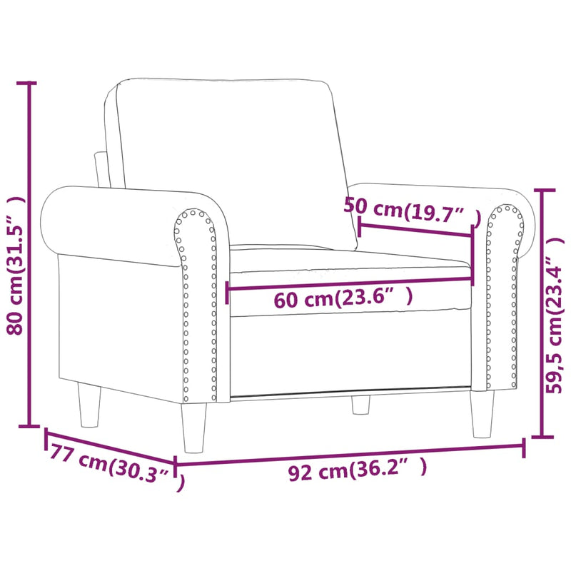 vidaXL fekete műbőr kanapéfotel 60 cm