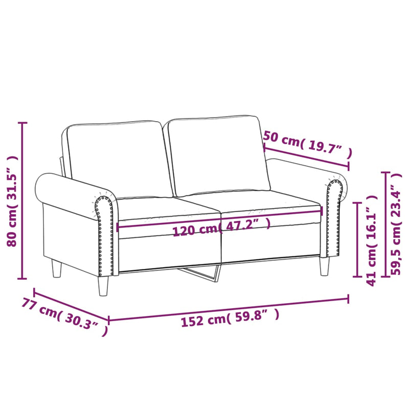 vidaXL 2 személyes fekete műbőr kanapé 120 cm