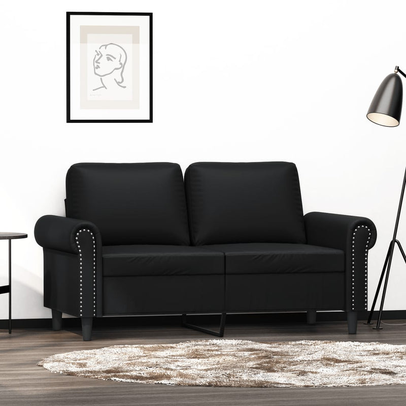 vidaXL 2 személyes fekete műbőr kanapé 120 cm