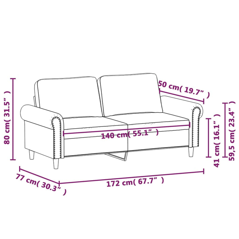 vidaXL 2 személyes szürke műbőr kanapé 140 cm