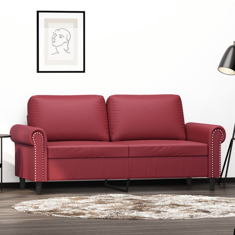 vidaXL 2 személyes bordó színű műbőr kanapé 140 cm