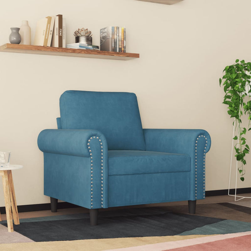 vidaXL kék bársony kanapéfotel 60 cm