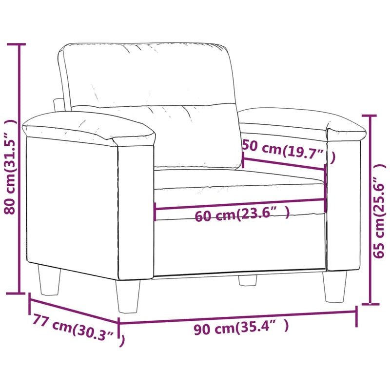 vidaXL krémszínű mikroszálas szövet kanapéfotel 60 cm