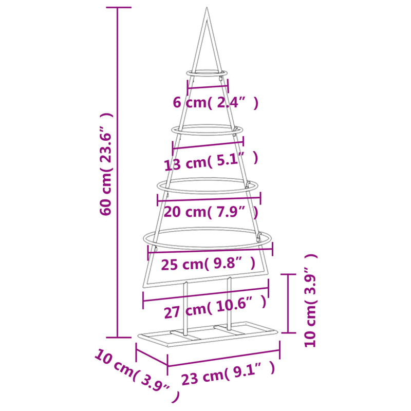 vidaXL fekete fém karácsonyfa dekorációhoz 60 cm