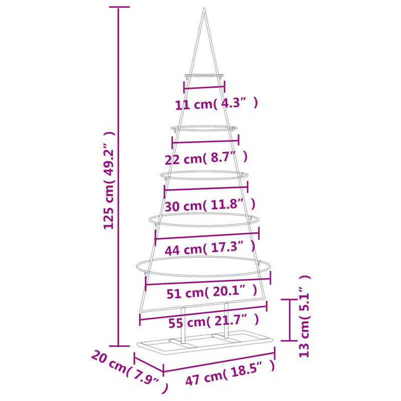 vidaXL fekete fém karácsonyfa dekorációhoz 125 cm