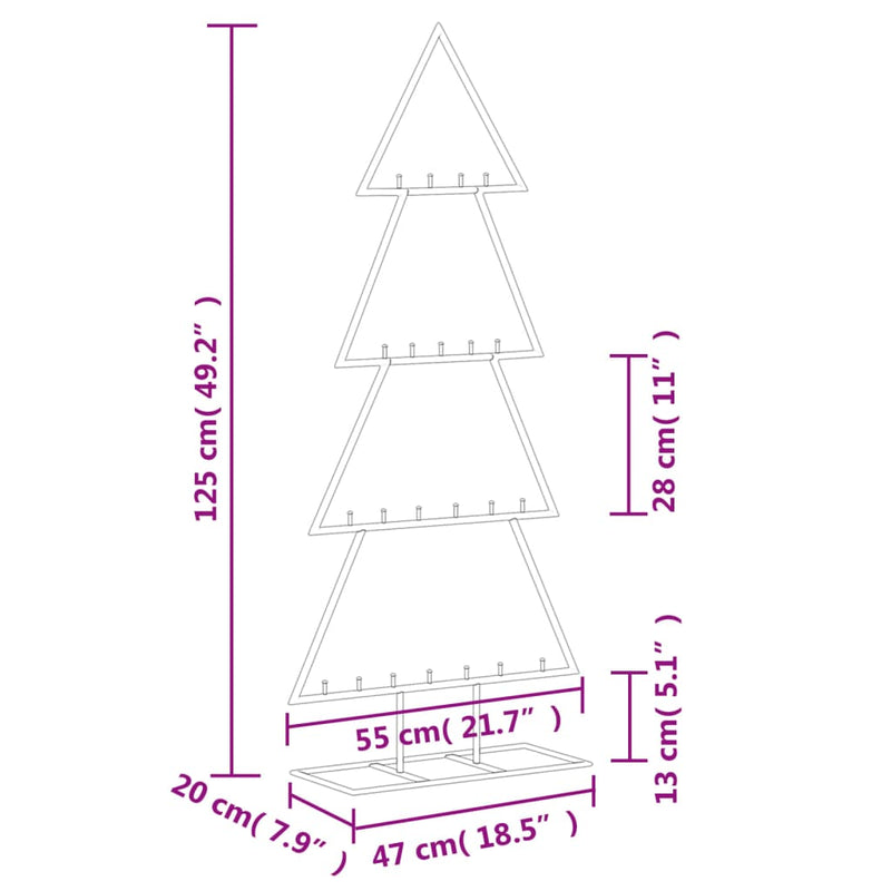 vidaXL fekete fém karácsonyfa dekorációhoz 125 cm