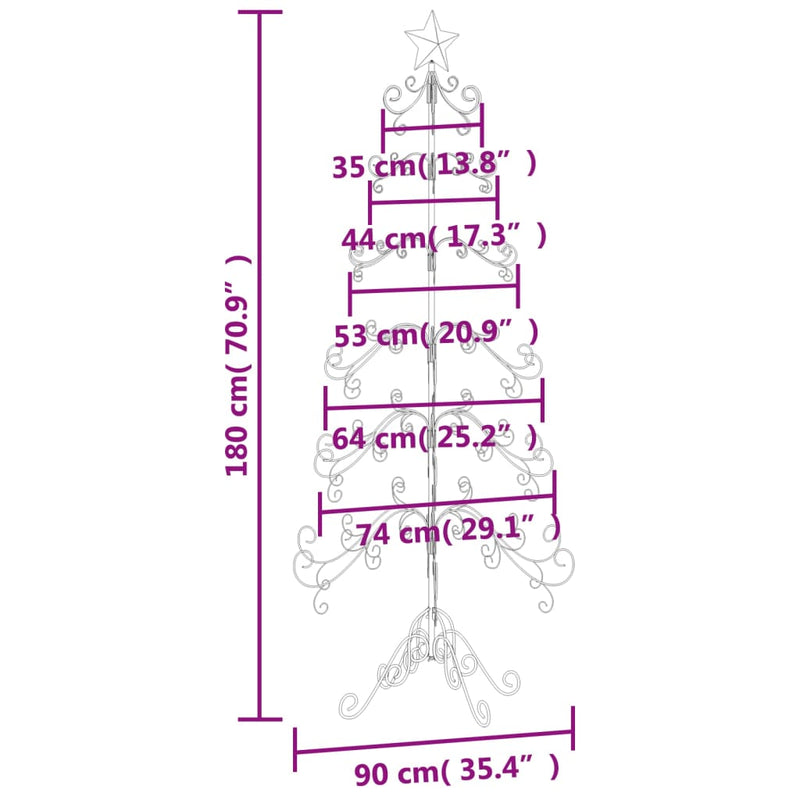 vidaXL fekete fém karácsonyfa dekorációhoz 180 cm