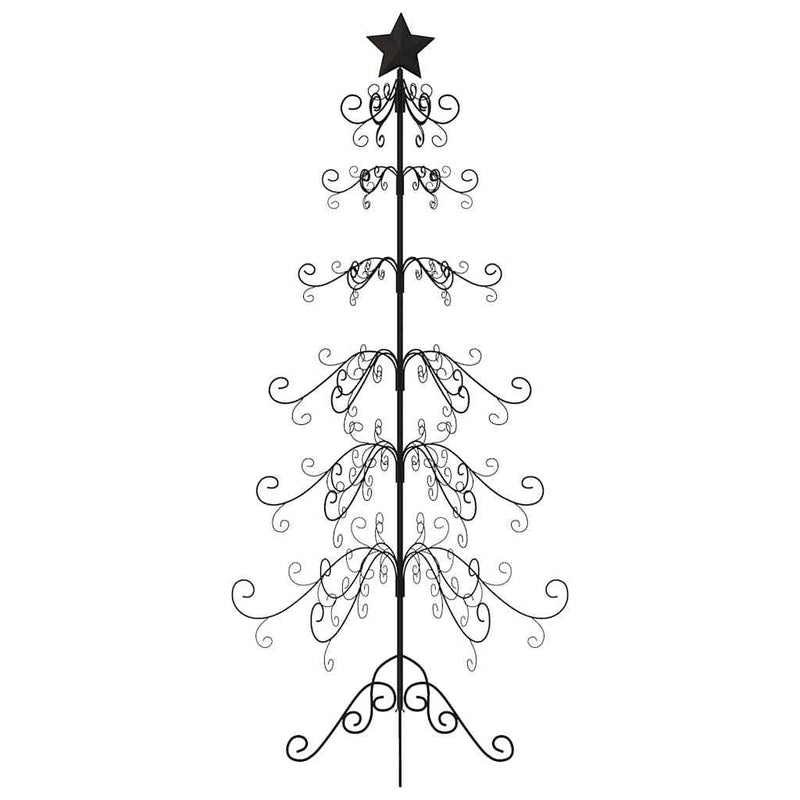 vidaXL fekete fém karácsonyfa dekorációhoz 215 cm