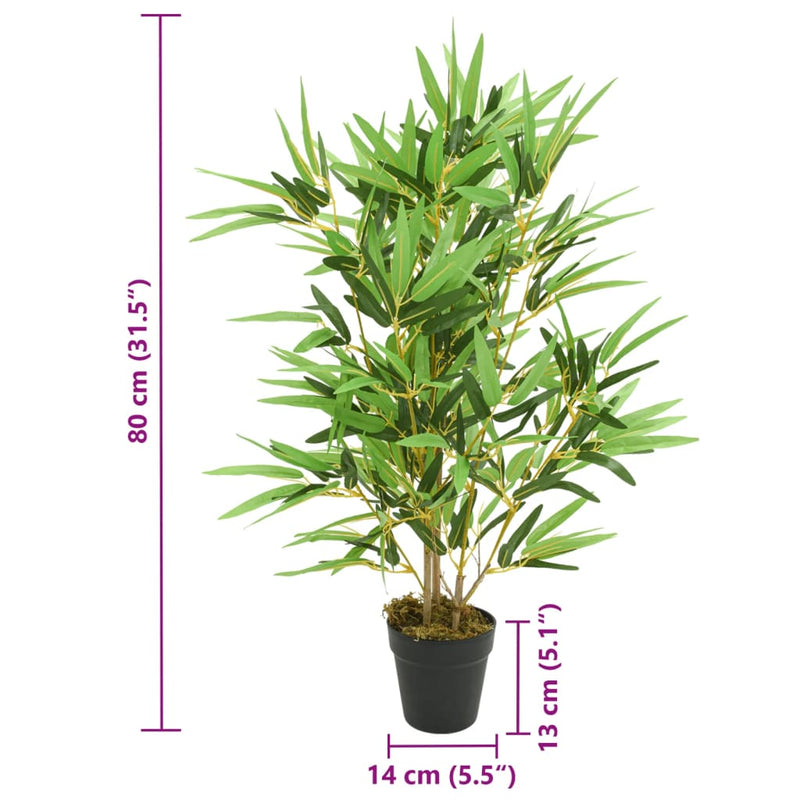 vidaXL zöld mű bambuszfa 368 levéllel 80 cm