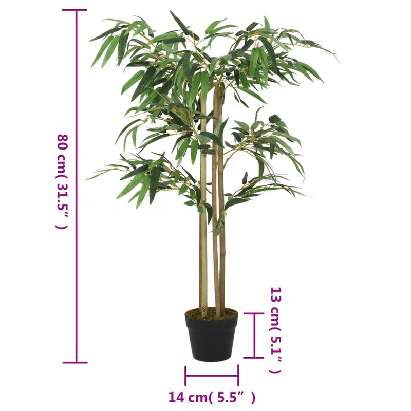 vidaXL zöld mű bambuszfa 380 levéllel 80 cm