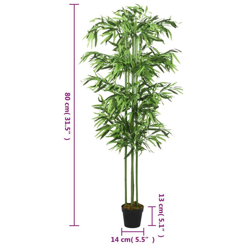 vidaXL zöld mű bambuszfa 240 levéllel 80 cm