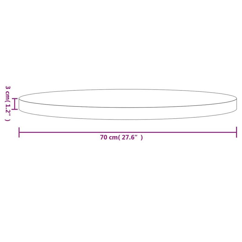 vidaXL fehér tömör fenyőfa kerek asztallap Ø70 x 3 cm
