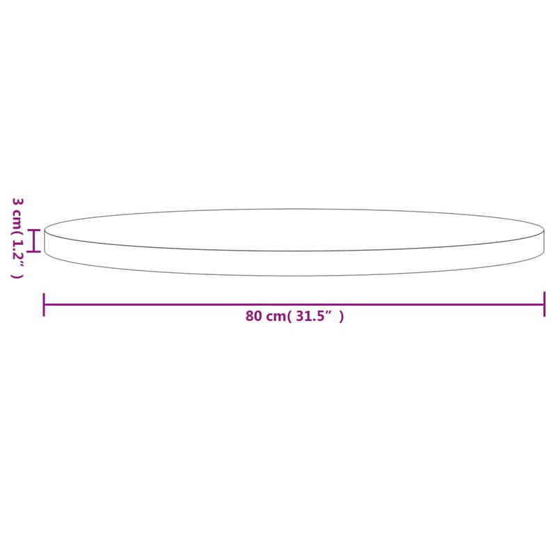 vidaXL fehér tömör fenyőfa kerek asztallap Ø80 x 3 cm