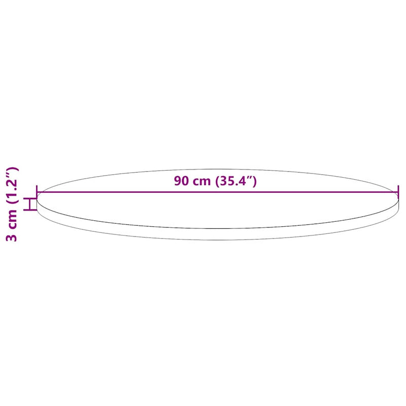 vidaXL tömör fenyőfa kerek asztallap Ø90 x 3 cm